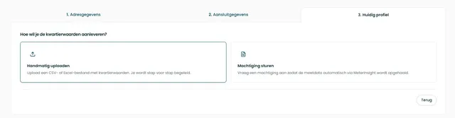 Importstap: kwartierwaarden aanleveren via een CSV- of Excel-upload of via een machtiging